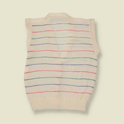 1970s | Striped Knit Waistcoat | Cream - 10