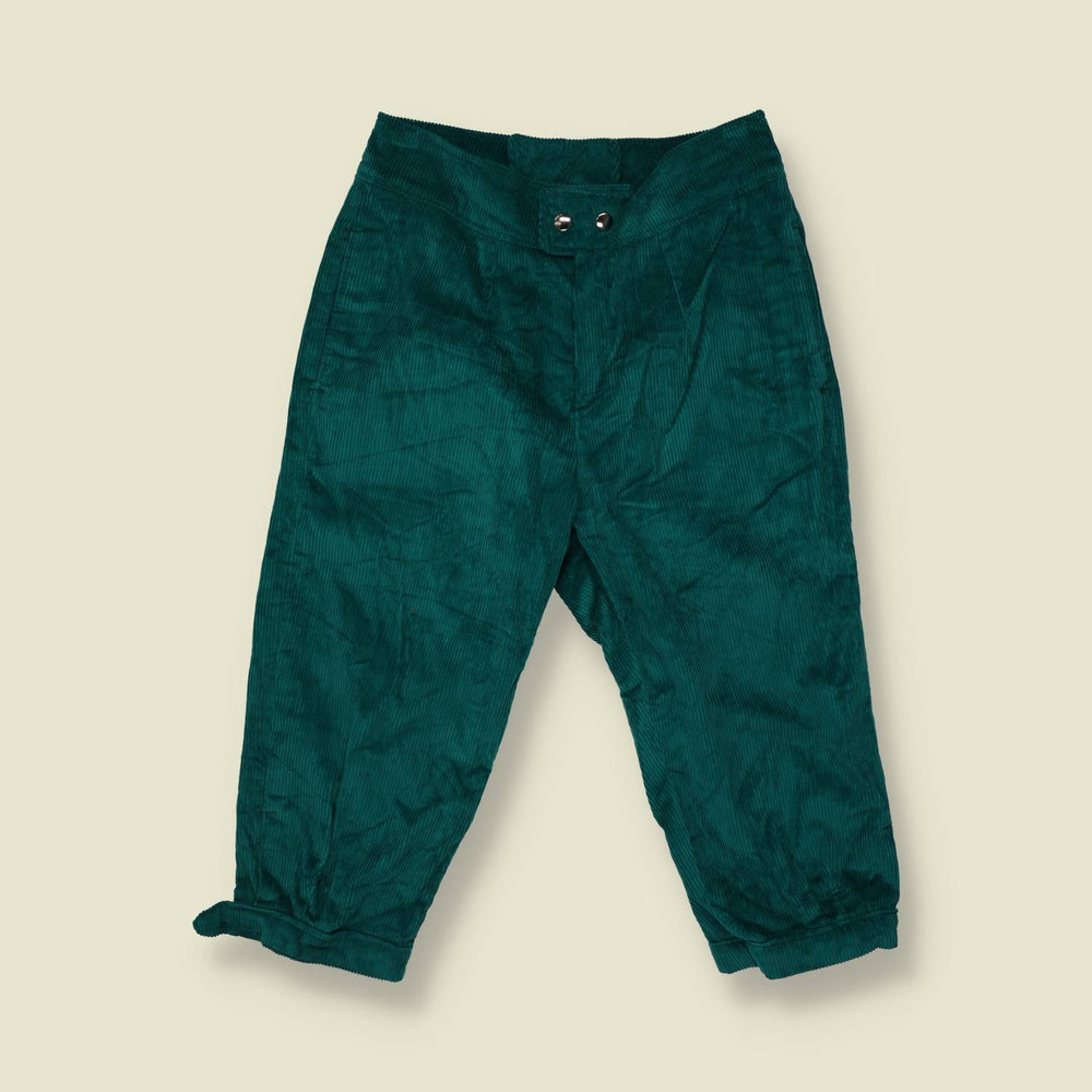 1980s | Corduroy Cropped Trousers | Green - w28