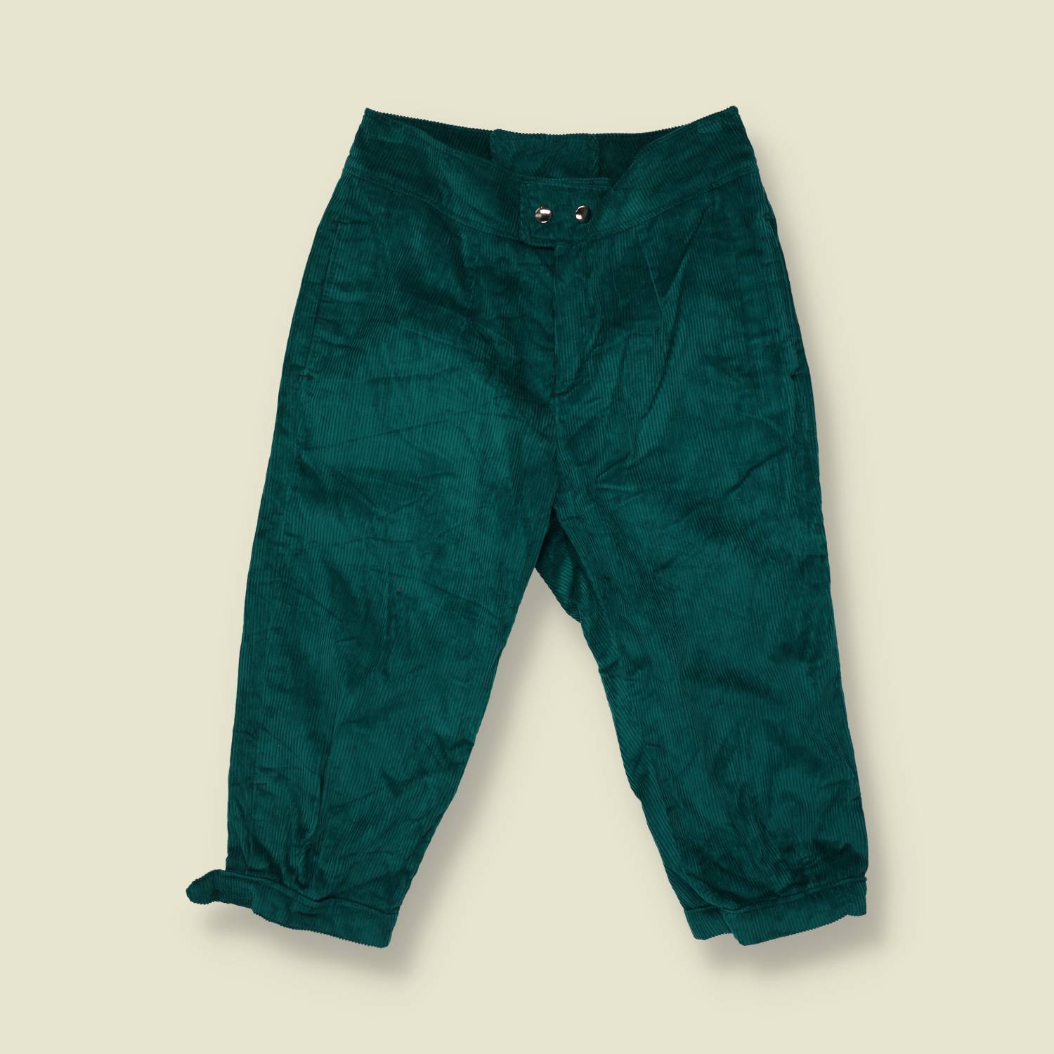 1980s | Corduroy Cropped Trousers | Green - w28