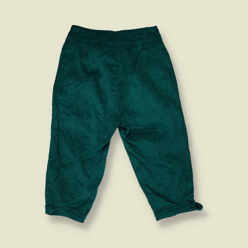 1980s | Corduroy Cropped Trousers | Green - w28