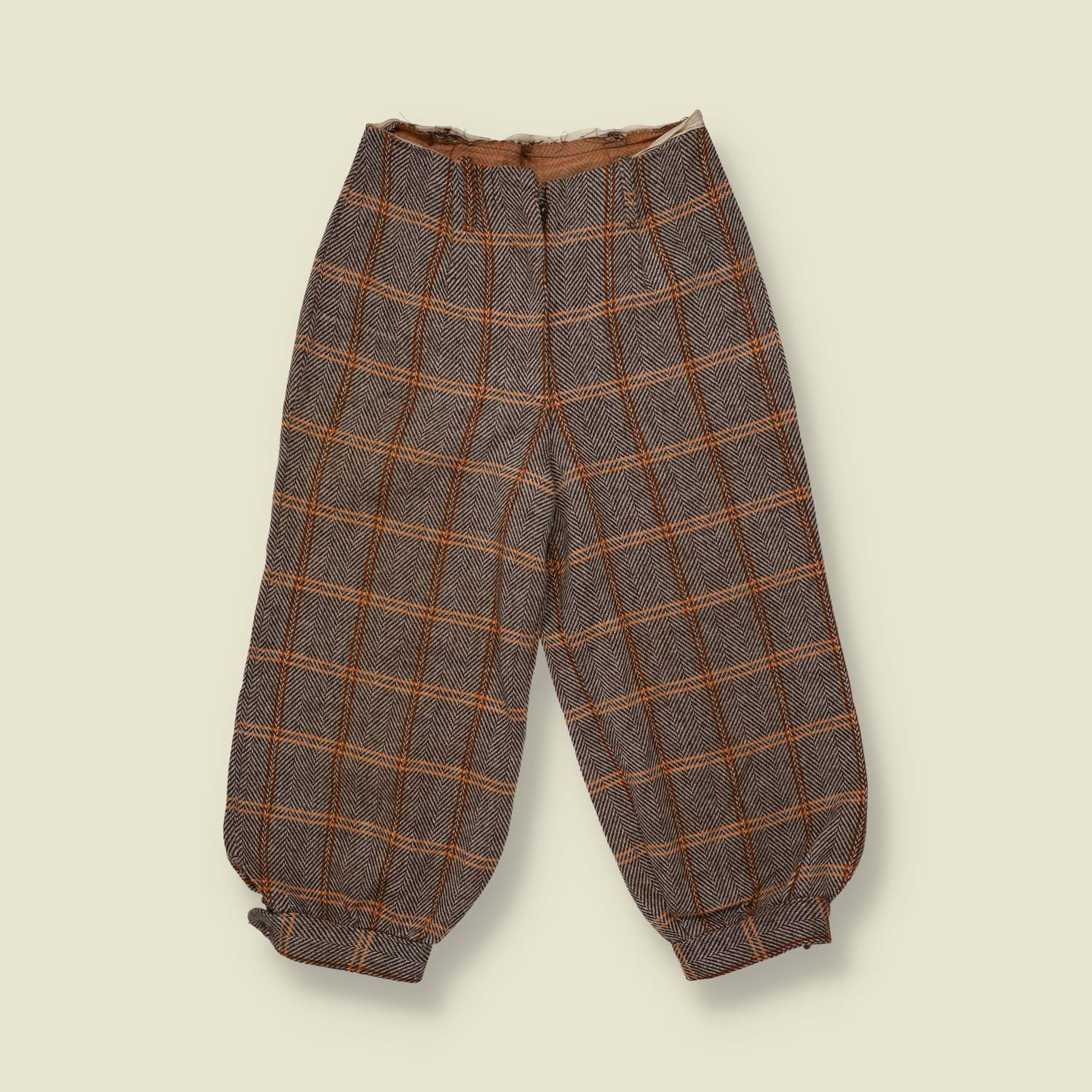 1970s | Wool Cropped Trousers | Brown Check - w27