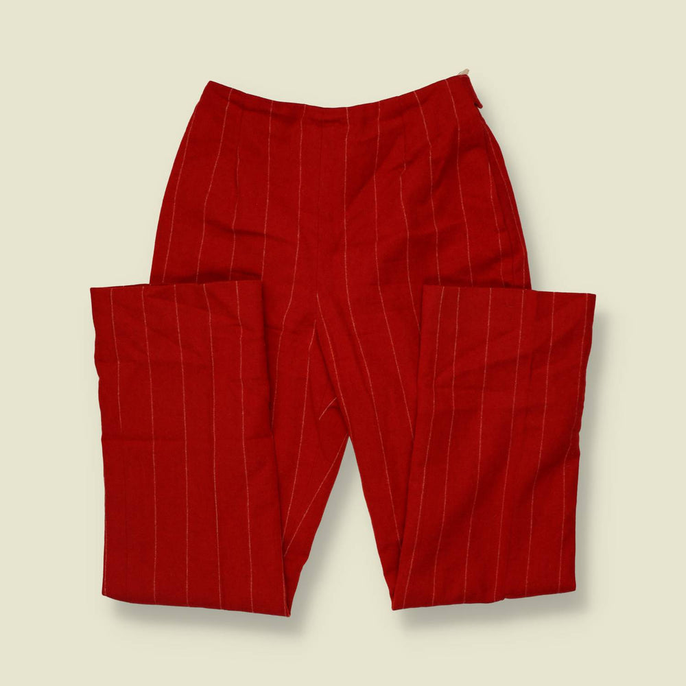 1970s | Evan Picone | Pinstripe Trousers | Red - w25