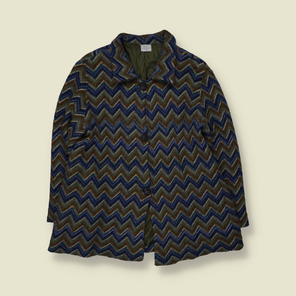 1970s | Santoria | Chevron Coat | Blue And Green - 14