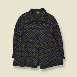 1970s | Santoria | Chevron Coat | Blue And Green - 14