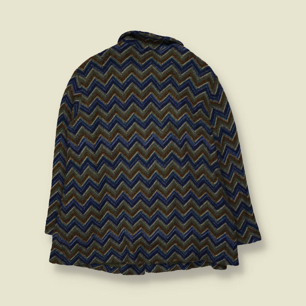 1970s | Santoria | Chevron Coat | Blue And Green - 14