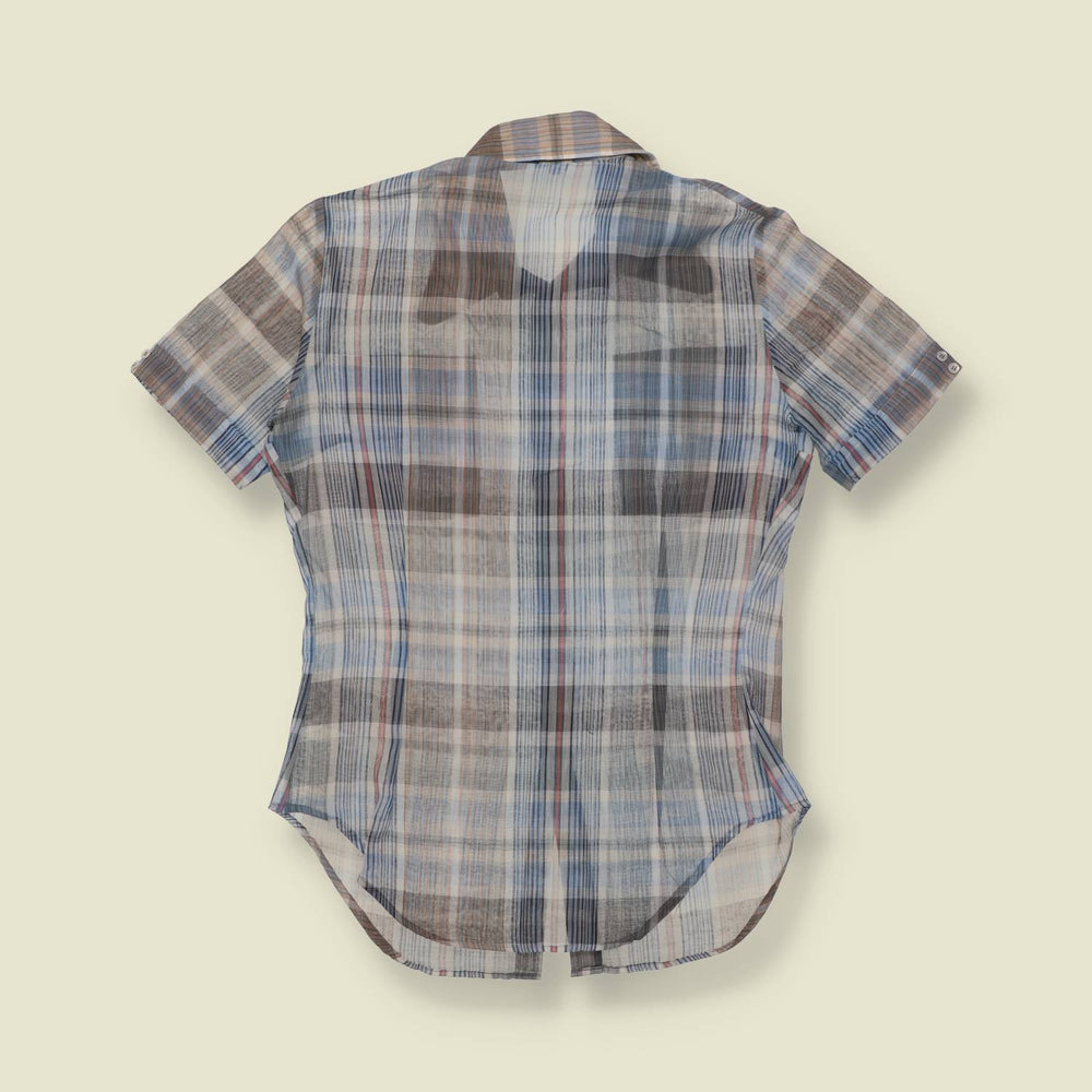 1960s–1970s | Cotton Blend Blouse | Plaid - 10