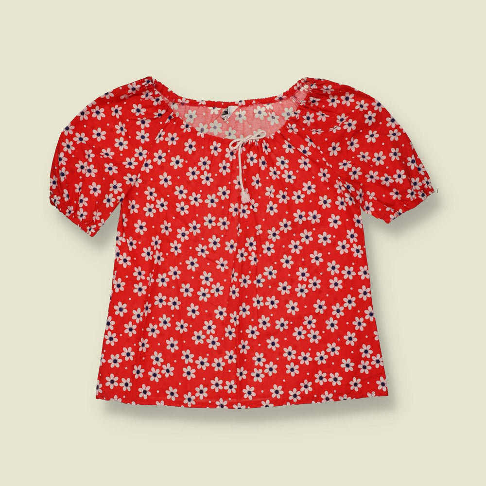 1960s | Cotton Blouse | Red Floral - 10
