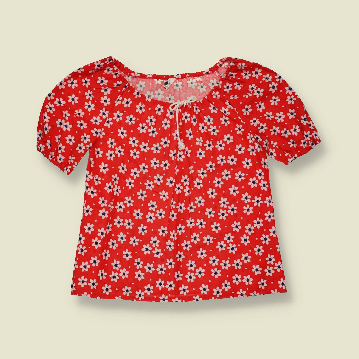 1960s | Cotton Blouse | Red Floral - 10