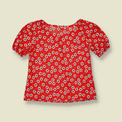 1960s | Cotton Blouse | Red Floral - 10