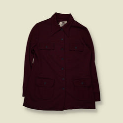 1970s | Micro Stripe Blouse Jacket | Burgundy - 14