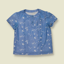1970s | Bird Print Top | Blue - 10