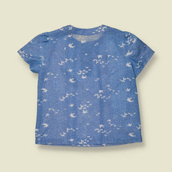 1970s | Bird Print Top | Blue - 10