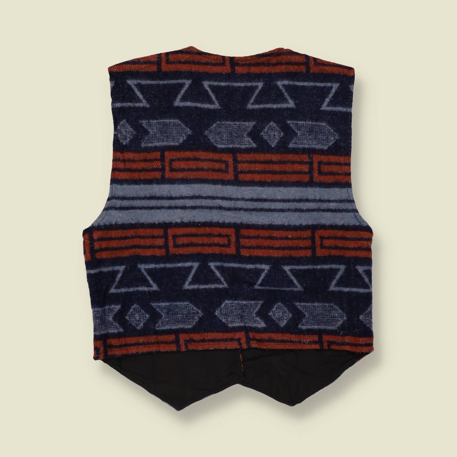 1980s | Sugar | Aztec Pattern Waistcoat | Blue And Rust - 12