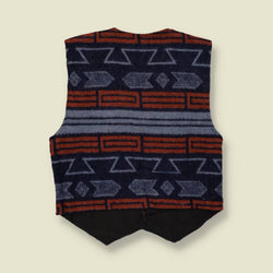 1980s | Sugar | Aztec Pattern Waistcoat | Blue And Rust - 12