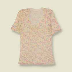 1970s | Paisley Print Knit Tee | Cream - 4