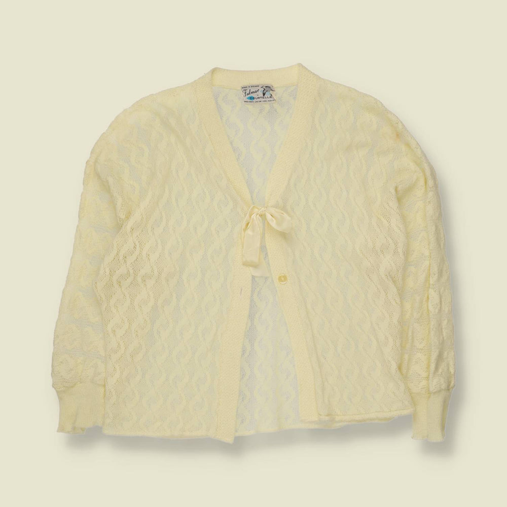 1950s | Fulmar | Lace Knit Cardigan | Cream - Made in England - 10