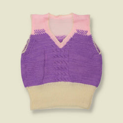 1970s | Hand-Knitted Colour Block Knit Vest | Purple - 8