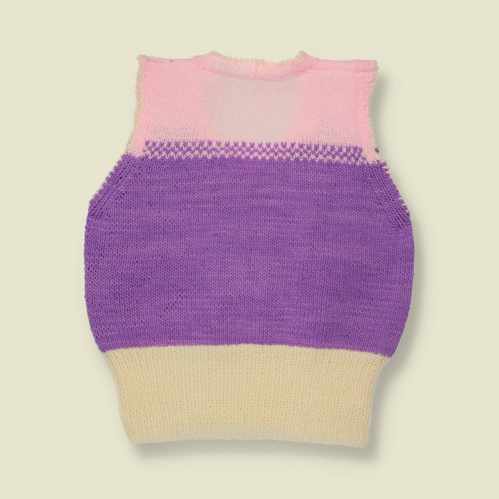 1970s | Hand-Knitted Colour Block Knit Vest | Purple - 8