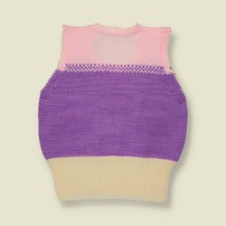 1970s | Hand-Knitted Colour Block Knit Vest | Purple - 8