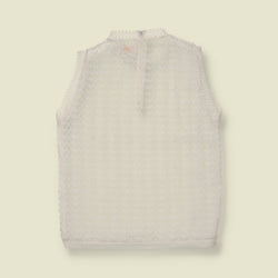 1960s-1970s | Chentex | Lace Knit Sleeveless Top | White - 8