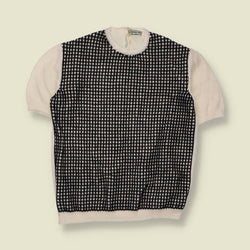 1970s | Contrast Panel Jacquard Knit Top | Black & White - Made in Italy - 8
