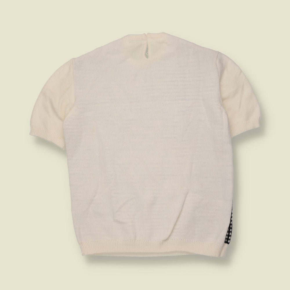 1970s | Contrast Panel Jacquard Knit Top | Black & White - Made in Italy - 8