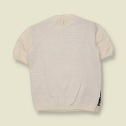 1970s | Contrast Panel Jacquard Knit Top | Black & White - Made in Italy - 8