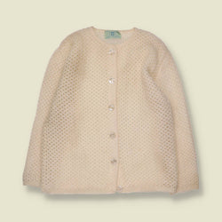 1960s | Open Honeycomb Knit Cardigan | Cream - 10