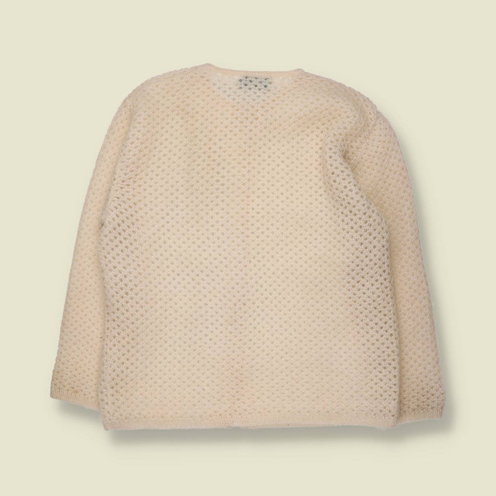 1960s | Open Honeycomb Knit Cardigan | Cream - 10