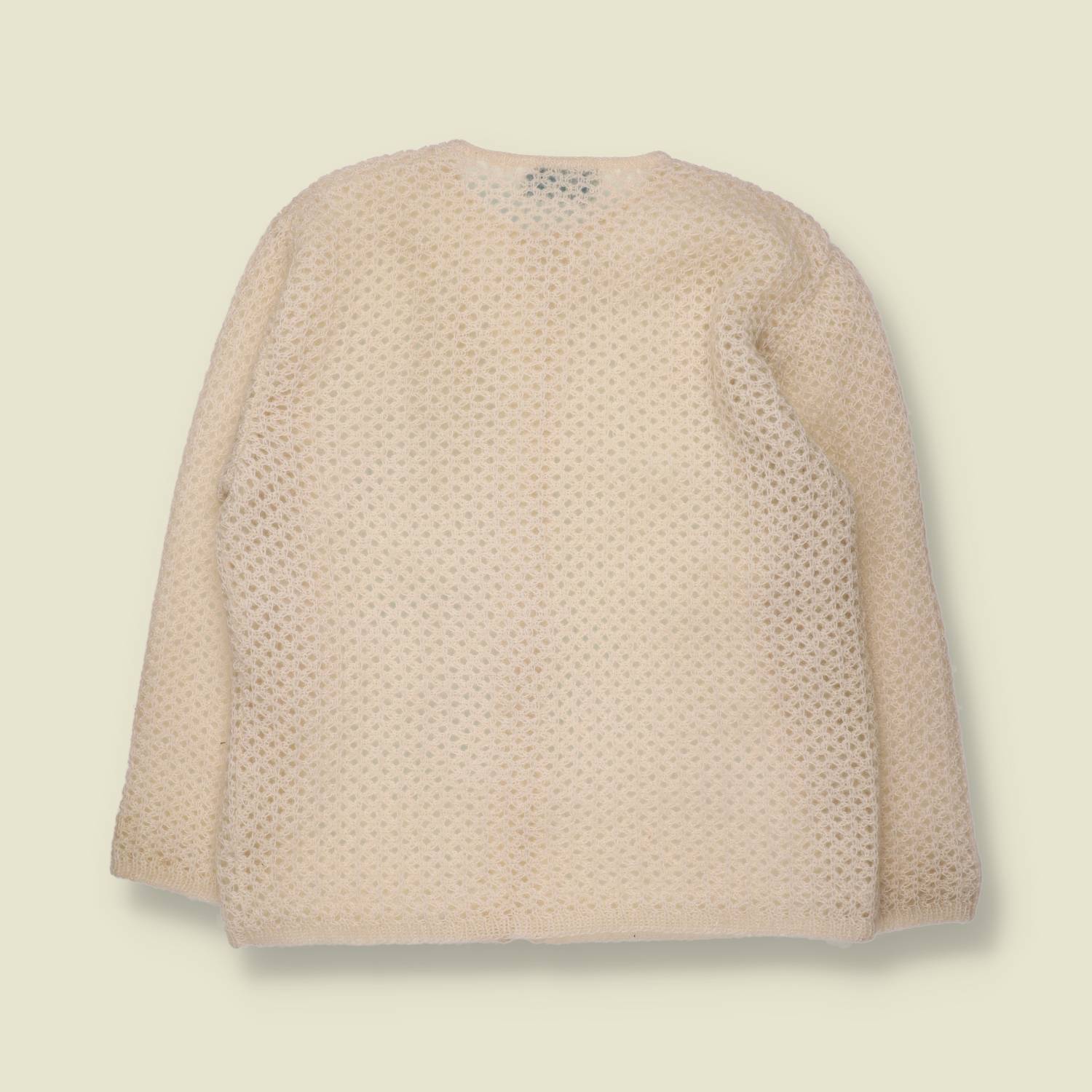 1960s | Open Honeycomb Knit Cardigan | Cream - 10