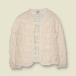 1960s-1970s | Sears | Open Lace Knit Cardigan | Cream - 8
