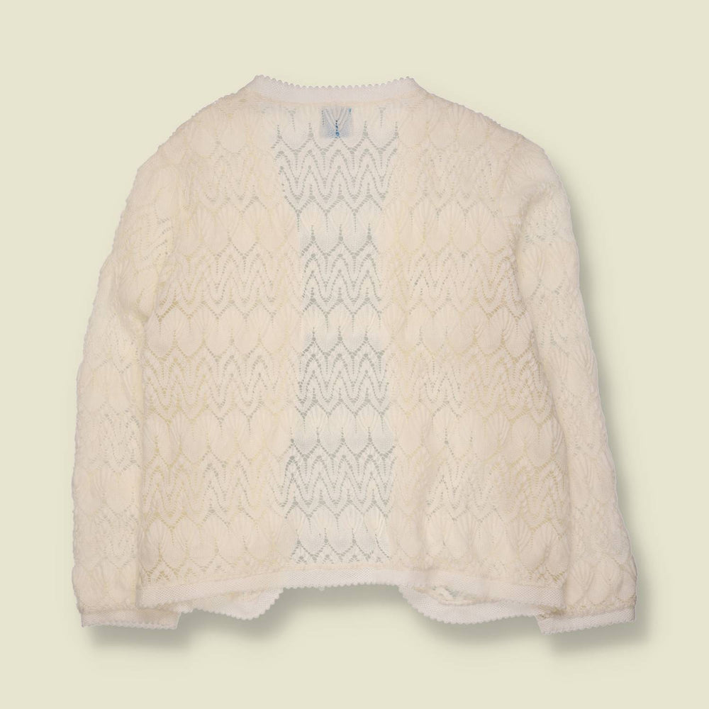 1960s-1970s | Sears | Open Lace Knit Cardigan | Cream - 8