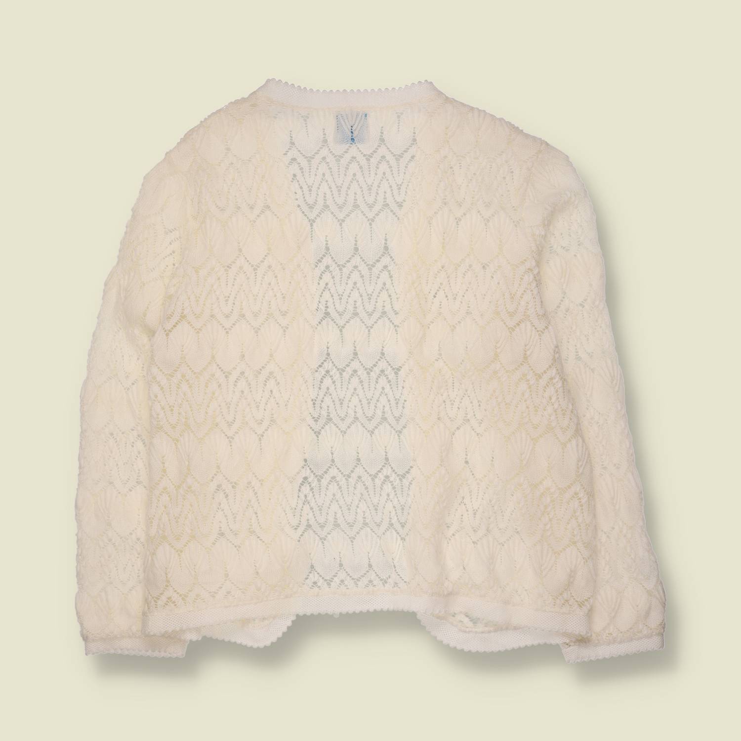 1960s-1970s | Sears | Open Lace Knit Cardigan | Cream - 8