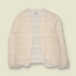 1960s-1970s | Sears | Open Lace Knit Cardigan | Cream - 8