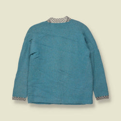 1950s-1960s | Pomme Chic | Lurex Trim Knit Cardigan | Teal - Made in Hong Kong - 10