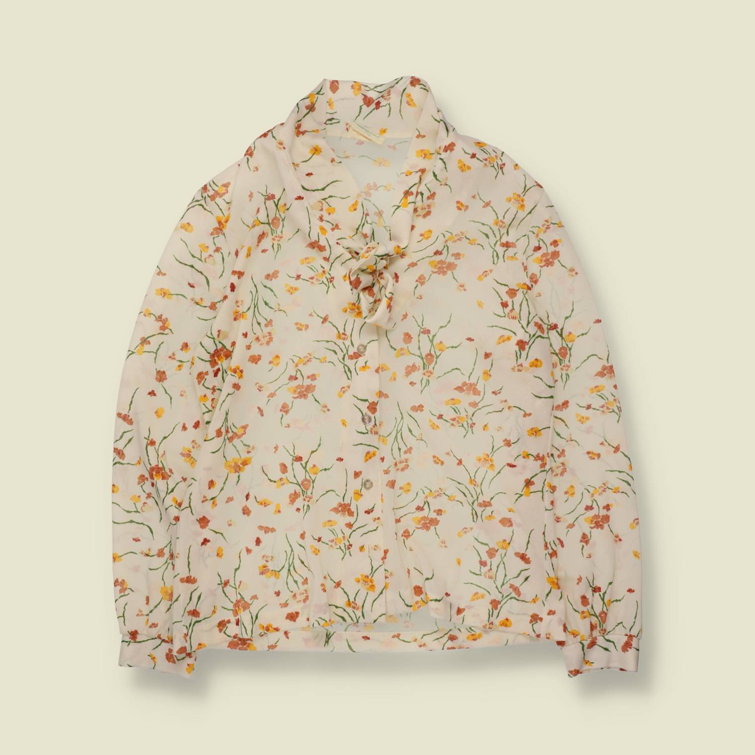 1970s | Fresh Start | Floral Blouse | Cream - 12