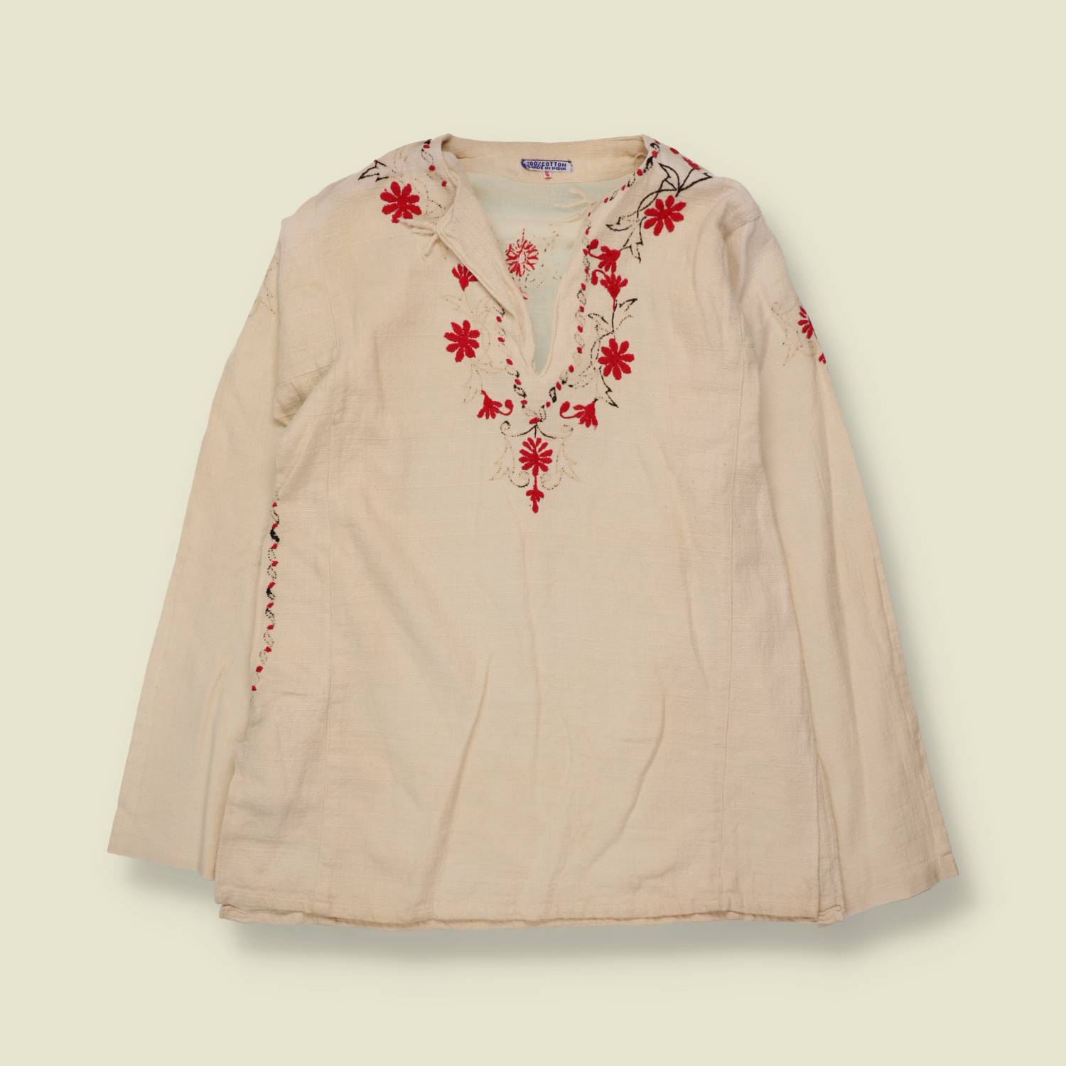 1970s | Made In India | Folk Blouse | Cream - 8