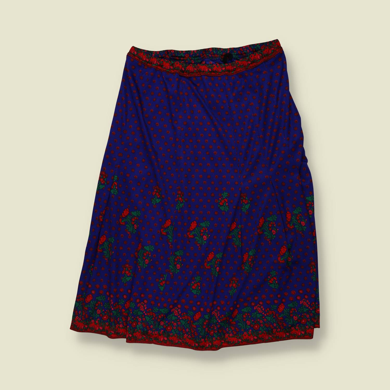 1970s–1980s | Floral Skirt | Blue - w30-32