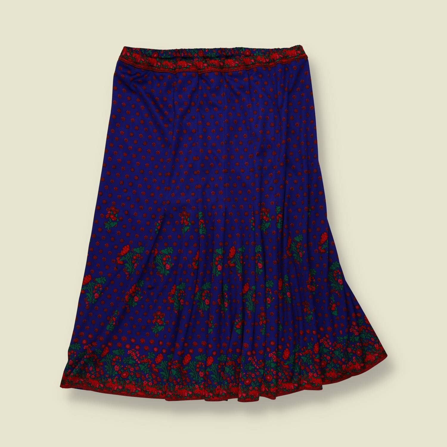 1970s–1980s | Floral Skirt | Blue - w30-32