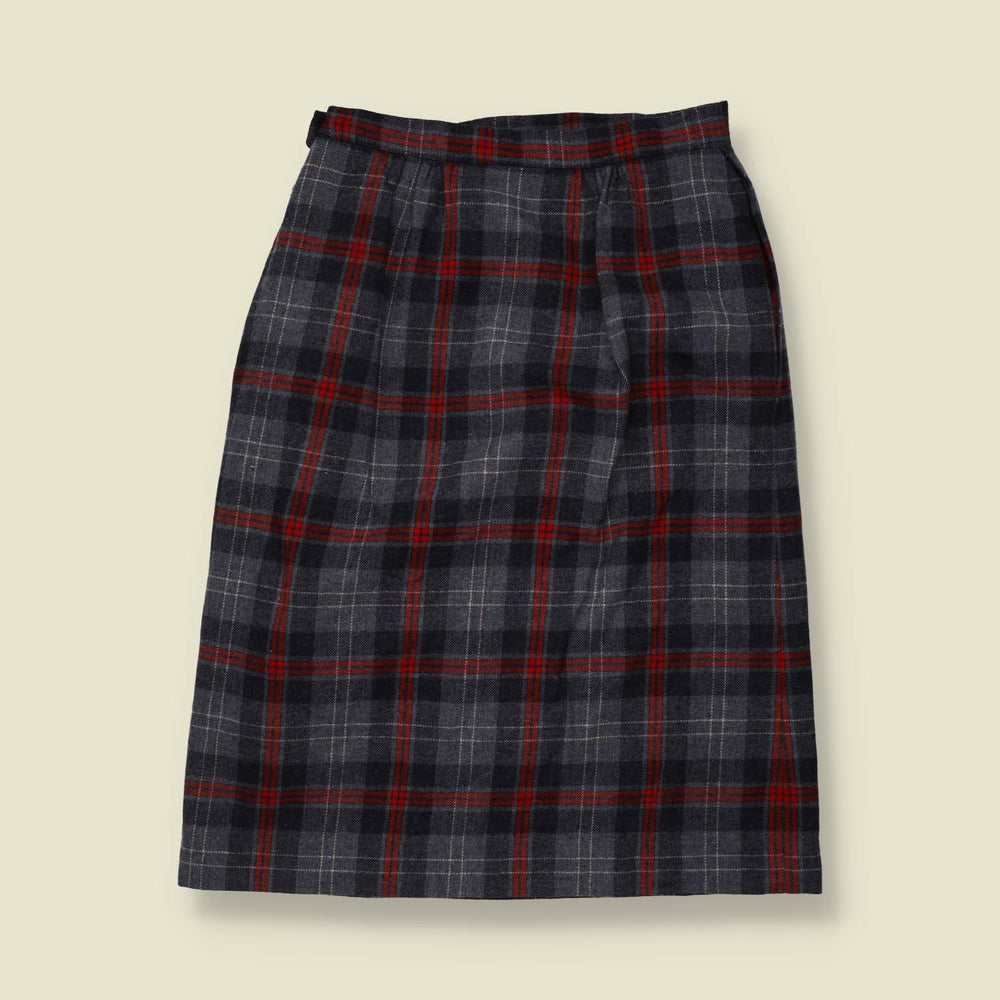 1970s | Pendleton | Made In USA | Pencil Skirt | Grey Check - w28