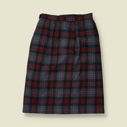 1970s | Pendleton | Made In USA | Pencil Skirt | Grey Check - w28