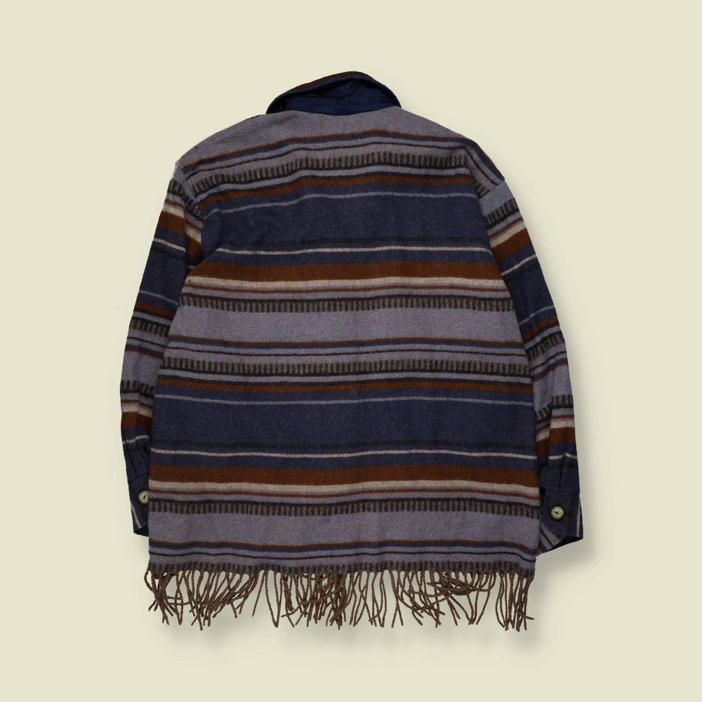 1980s | Aztec Print Lightweight Coat | Navy & Brown - 18