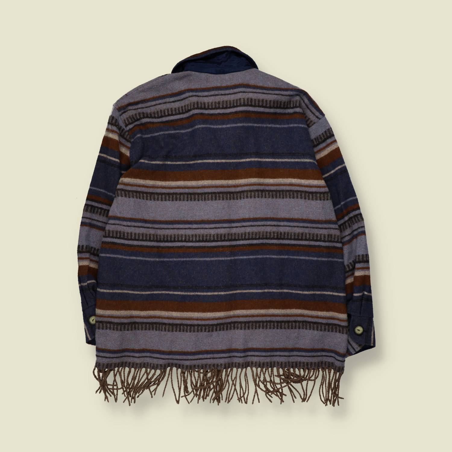 1980s | Aztec Print Lightweight Coat | Navy & Brown - 18