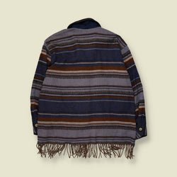 1980s | Aztec Print Lightweight Coat | Navy & Brown - 18