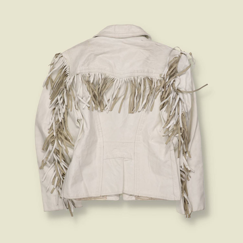 1980s | Branded Garments | Fringed Leather Jacket | White - 4