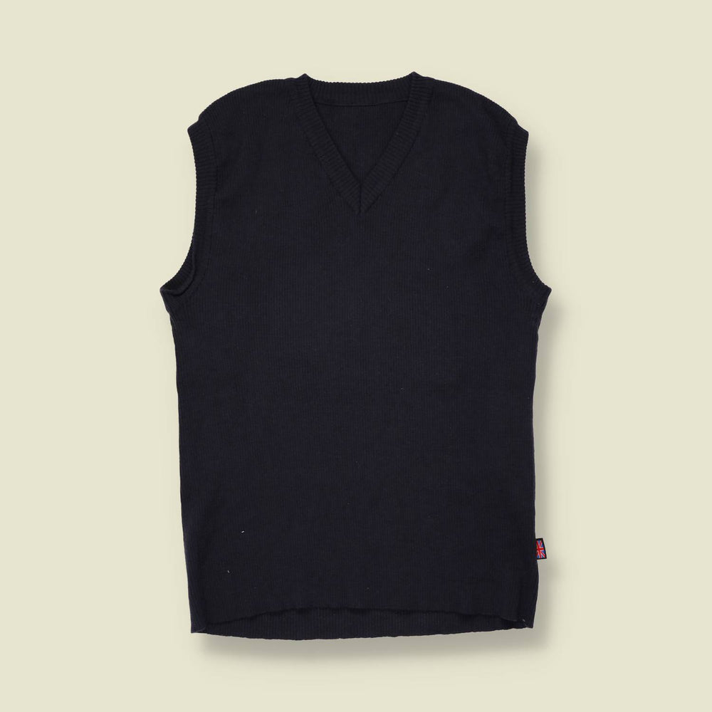 1970s | Made In Great Britain | Wool Knit Tank Top | Navy - 10