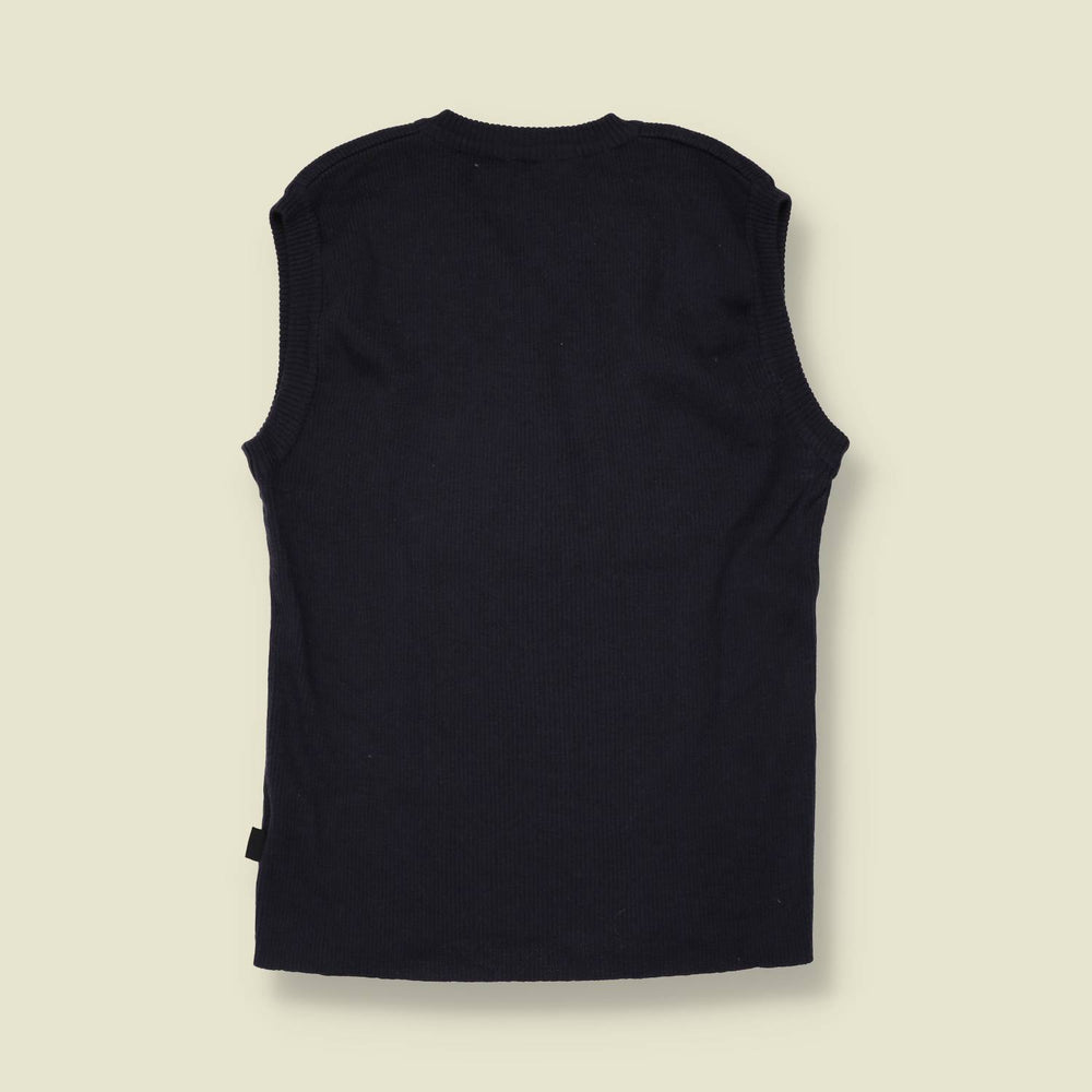 1970s | Made In Great Britain | Wool Knit Tank Top | Navy - 10