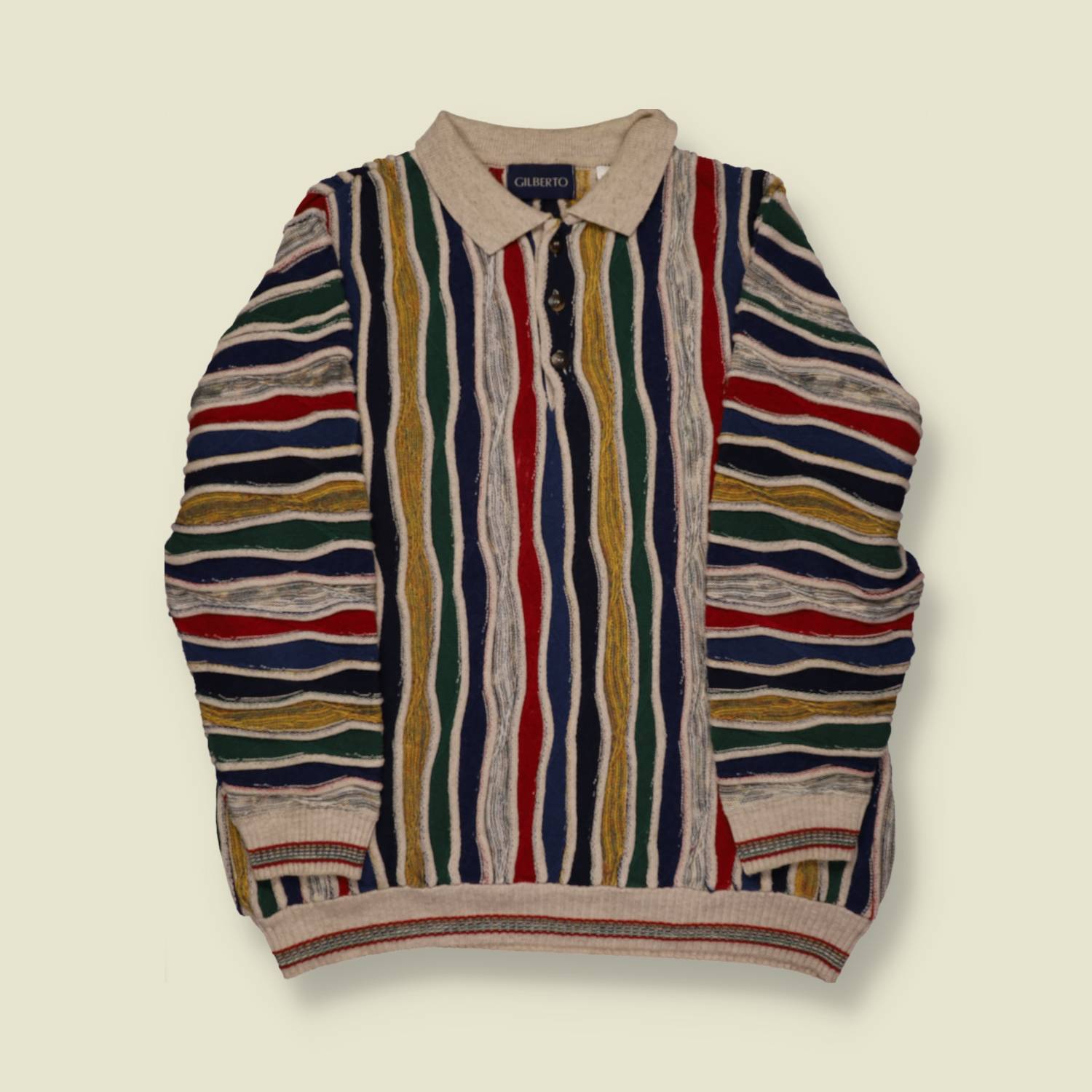 1990s Button Up Coogi Style Knit - L