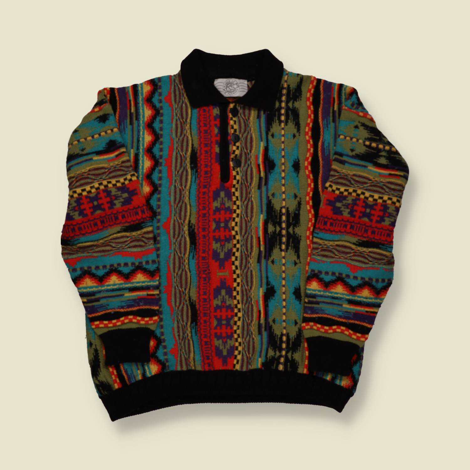 1990s Button Up Coogi Style Knit - L