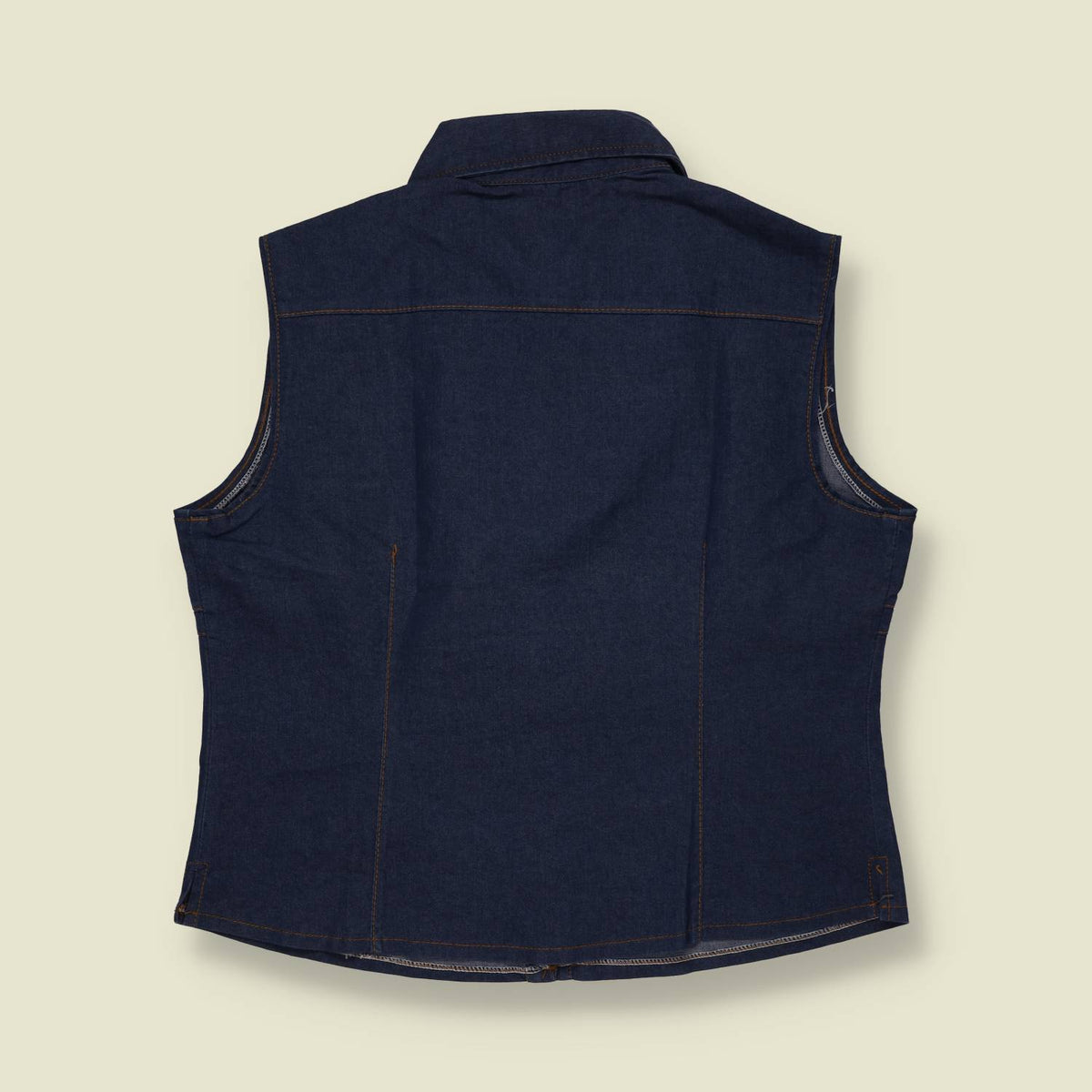 1970s | Dark Denim Sleeveless Western Blouse- 10
